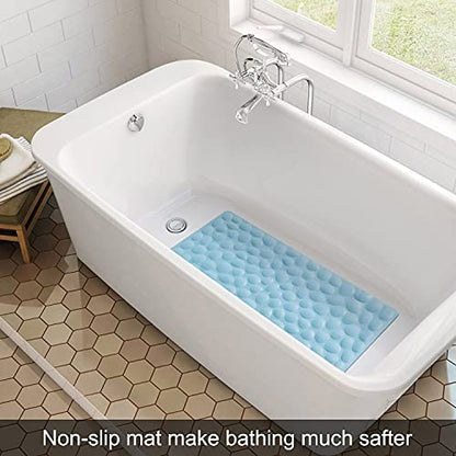 Non-Slip Bathtub Mat OTHWAY Soft Rubber Bathroom Bathmat with Strong Suction Cups (Lake Blue, 16x31.5 inch) - color: Lake Blue, size: 31.5" x 16" (Rectangular)