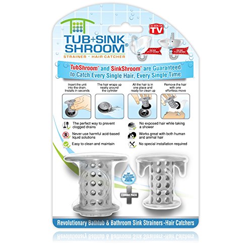 TubShroom and SinkShroom Drain Protectors Hair Catchers for Bathtubs and Sinks, Gray - color: Gray