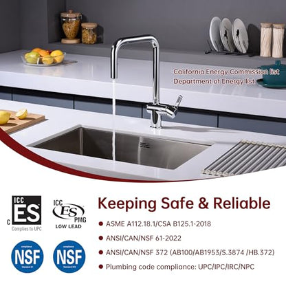 SUMERAIN Kitchen Faucet with Pull Down Sprayer, Chrome Finish | Stainless Steel, Single Hole, Dual Spray Modes, Modern, 360° Swivel Spout, Easy Installation - color: Chrome