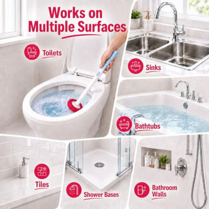Disposable Toilet Brush with Wall Mounted Holder, 24 Toilet Wand Refills | Hands Free Toilet Brush with One-Button Release, Compact Design, Bathroom Cleaning for RV & Small Bathroom, Light Rose Scent