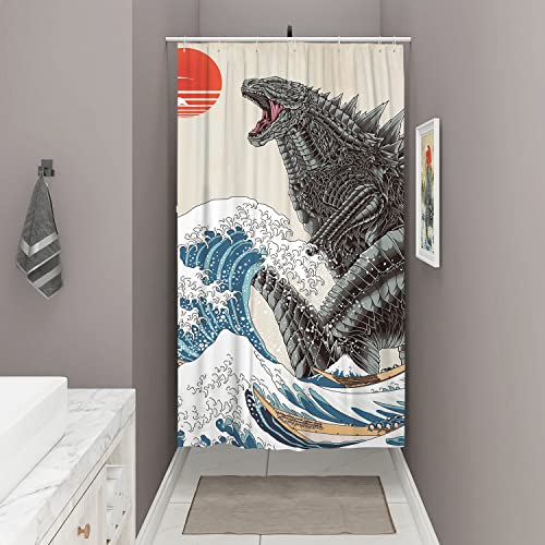 Funny Small Shower Stall Curtain Set, Fun Anime Monster Narrow Stand up Shower Curtains for Bathroom Cool Asian Japanese Bathroom Decor Polyester Fabric-36" x 72" - size: 36"W x 72"L (Pack of 1)