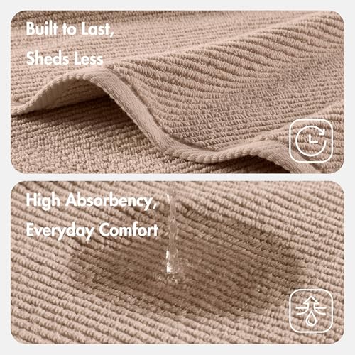 Madison Park 100% Zero Twist Cotton 4 Piece Bathroom Hand Towels, Beige | 18" x 28" Bath Hand Towels, 500 GSM Diagonal Ribbed, Soft, Quick Dry, Highly Absorbent, Durable, Modern, OEKO TEX - color: Beige, size: 4 Piece Hand Towel Set