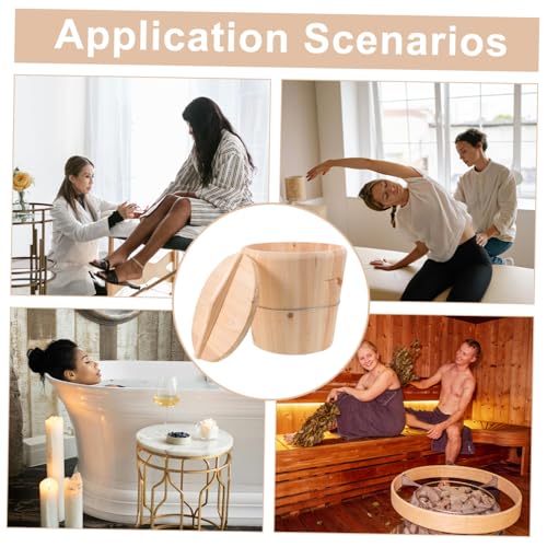 Wooden Towel Warmer Bucket with Lid 25x25x25cm Large Capacity Heated Towel Steamer Barrel for Bathroom Sauna Spa Home Use