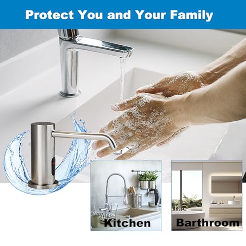 Automatic Soap Dispenser for Kitchen, Electric Soap Dispenser Built in Sink | Touchless Liquid hand Soap Dispenser with 1000ml Bottle, Infrared Sensors Soap Dispenser for Business Bathroom Brushed Nickel - color: Brushed-liquid