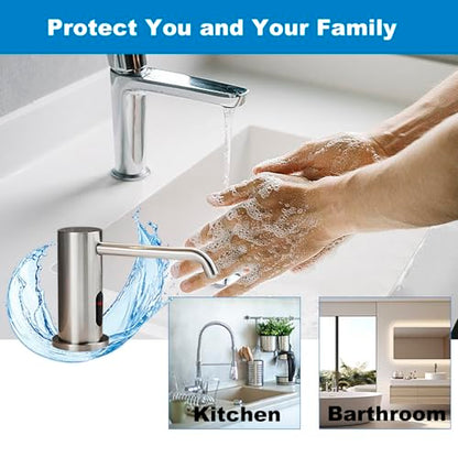 Automatic Soap Dispenser for Kitchen, Electric Soap Dispenser Built in Sink | Touchless Liquid hand Soap Dispenser with 1000ml Bottle, Infrared Sensors Soap Dispenser for Business Bathroom Brushed Nickel - color: Brushed-liquid