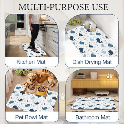 Elightvap Cute Shark Starfish Bathroom Mat Quick Drying Non Slip Bath Mats Absorbent,Bath Mat Quick Dry Bathroom Rug in Front of The Kitchen Sink, Shower Room, Bathtub,17 * 29.5 Inches - color: Cute Shark Starfish