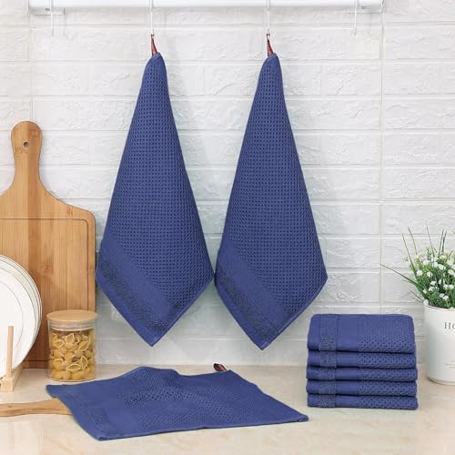 Homaxy 100% Cotton Dish Cloths, 6 Pack - 12 x 12 Inches, Navy Blue | Waffle Weave Super Soft and Absorbent Dish Towels Quick Drying Dishcloths, 12 x 12 Inches - color: Navy Blue, size: 12 X 12 - 6 Pack