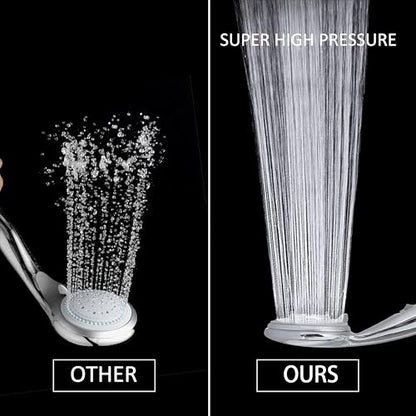 Handheld Shower Head with On/Off Switch - High Pressure 5 setting mode, Stainless Steel 6.5 ft extra long hose and Bathroom Kit Included, Universal Adapter Holder Mount for Wall,Chrome Finish