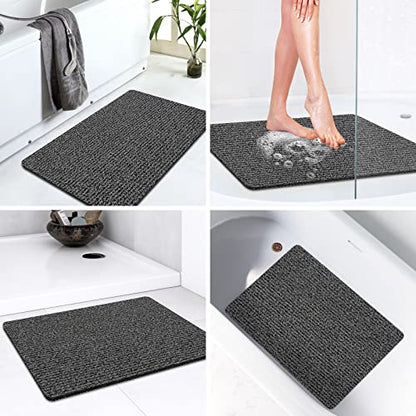LuxStep Shower Mat Bathtub Mat,Non-Slip Bath Mat with Drain, Quick Drying | 40x16 inch, PVC Loofah Bathmat for Tub,Shower,Bathroom, Black - color: Black, size: 40" x 16"