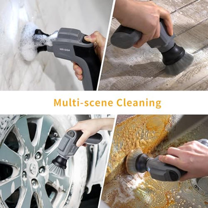 MR.SIGA Electric Spin Scrubber Flat Brush Refills, 3 Pack | Effectively remove stubborn dirt and grime from various surfaces