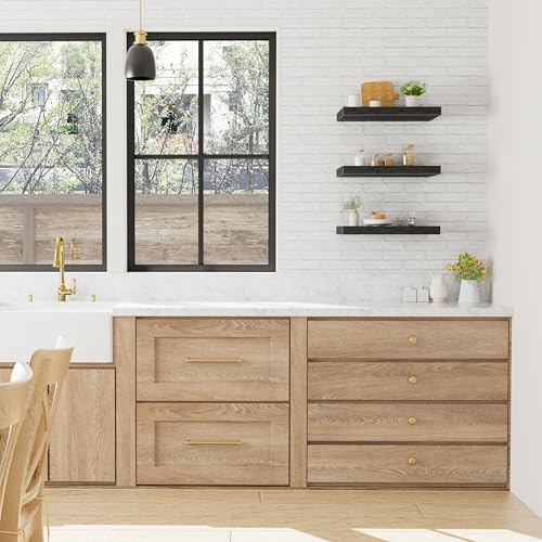 QEEIG 12" Deep Floating Shelves for Wall - 12 x 16 inch Book Shelf Bathroom Bedroom Kitchen Living Room Hanging Bookshelf Farmhouse Set of 3, Black (026-40B3) - color: B. Black, size: 15.7" x 11.6"