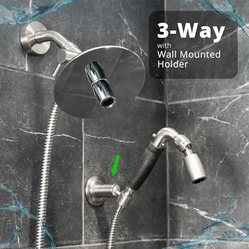 High Sierra® Lead-Free Metal 3-way Combination Shower Kit. Built in Diverter Valve Effortlessly Diverts Flow from the Fixed Shower Head to the Handheld and back - Ultra Low Flow 1.5 GPM - Chrome - color: Chrome, size: 1.5 GPM