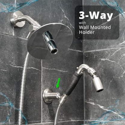 High Sierra® Lead-Free Metal 3-way Combo Shower Kit. Built in Diverter Valve Effortlessly Diverts Flow from the Fixed Shower Head to the Handheld and back - Ultra Low Flow 1.5 GPM-Oil Rubbed Bronze - color: Oil Rubbed Bronze, size: 1.5 GPM