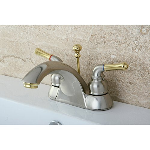 Kingston Brass KB2629 Naples 4-Inch Centerset Lavatory Faucet, Brushed Nickel and Polished Brass - color: Brushed Nickel/Polished Brass