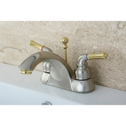 Kingston Brass KB2629 Naples 4-Inch Centerset Lavatory Faucet, Brushed Nickel and Polished Brass - color: Brushed Nickel/Polished Brass