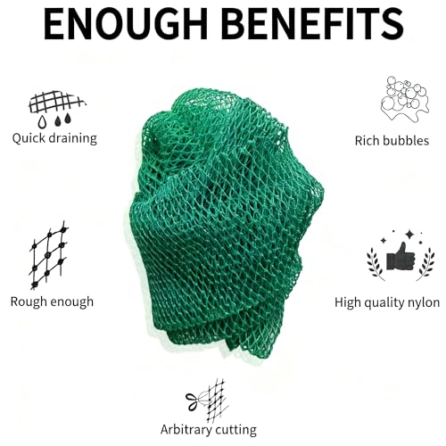 SPMKTBOZAI African Net Sponge Authentic, Exfoliating Net for Body Back | African Net Sponge with Knots| Long Stretch| African Net for Sensitive Skin| Durable & Quick Dry| Daily Use| Emerald Green - color: Emerald Green