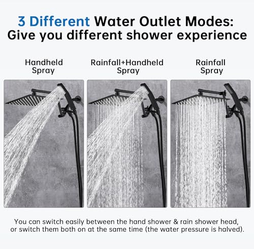 G-Promise All Metal 10 Inches Rainfall Shower Head with Handheld Combo | All Metal, Built to Last, Easy Install, Adjustable Height & Angle for All Heights, Extra Long Hose, Modern Upgrade - color: Matte Black, size: 10 Inches