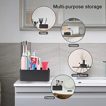 Toothbrush Holder for Bathrooms Toothpaste Holder Stand Bathroom Organizer for Toothbrush Makeup Brushes Holder (Black) - color: Black2