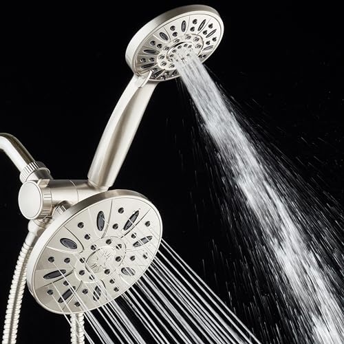 AquaDance Premium High Pressure 3-Way Rainfall Combo Combines The Best of Both Worlds-Enjoy Luxurious Rain Showerhead and 6-Setting Hand Held Shower Separately or Together, Satin Nickel - color: Satin Nickel