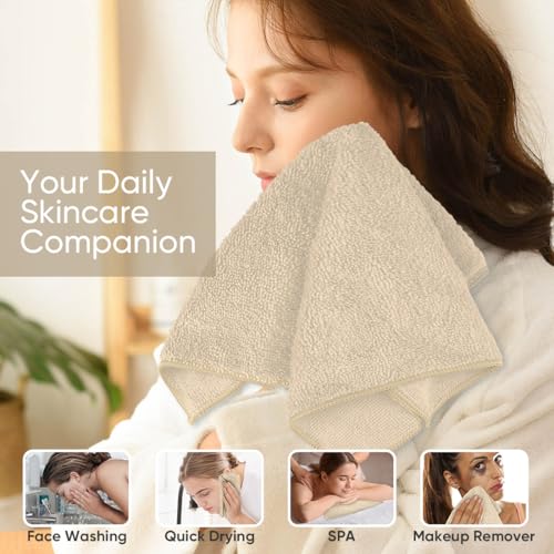 HOMEXCEL Washcloths 12PK, Ultra Soft&Highly Absorbent Face Towels, 12X12 in | Multi-Purpose Towels, Microfiber Wash Cloths for Bathroom, Hotel, Spa, Gym, and Kitchen, Machine Washable, Brown - color: Brown