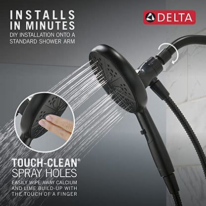 Delta Faucet 6-Spray SureDock Magnetic Shower Head with Handheld Spray, Black Shower Head with Hose, Showerheads & Handheld Showers, Handheld Shower Heads, Hand Shower, Matte Black 75613-BL - color: Matte Black