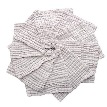 Baby Washcloths - Natural Cotton Baby Wipes - Soft Newborn Face Towel for Sensitive Skin - 10 Pack, 12x12 inches - color: Grey