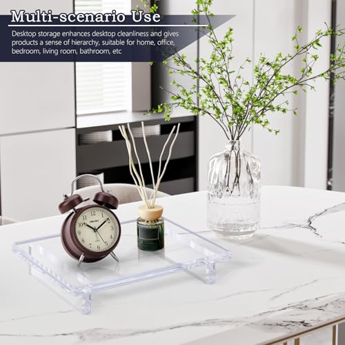 Acrylic Bathroom Tray for Countertop & Home Decor, 9"x5.9"x1.5" | Decorative Clear Riser Tray, 2‑Pack 12mm thick Heavy Duty, Jewelry & Perfume Organizer, Vanity Trays, Kitchen Counter - size: Large-9 x 5.9 x 1.5 inches