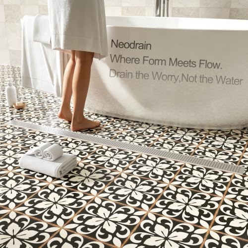 Neodrain 48" Linear Shower Drain, Brushed 304 SS Bathroom Linear Drain,cUPC | Brushed Nickel Shower Drain with Quadrato Grate& Adjustable Feet, Long Rectangle Shower Floor Drain in Bathroom, Balcony etc - color: Brushed Nickel, size: 48 In