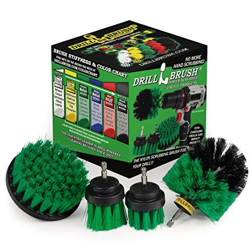 Cast Iron Skillet - Cleaning Supplies - Drill Brush Kitchen Cleaning Kit | Crock Pot Scrubber - Cutting Board, Stove, Sink, Counter-Top, Baseboard, Trash Can, Tile and Flooring - Grout Cleaner - color: Green