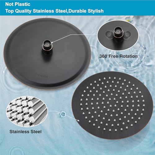 Midanya Round Rain Shower Head,High Pressure,Oil Rubbed Bronze 12 Inch | 360°Swivel,Ceiling or Wall Mount,Waterfall Full Body Coverage,Bathroom Remodel,Stainless Steel Rainfall Shower Head - color: Bronze, size: 12 Inch