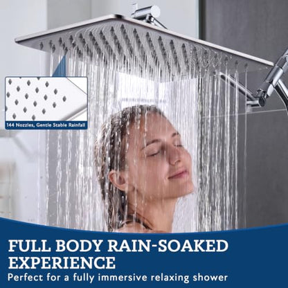 G-Promise 12 Inch All Metal Rain Shower Head with Handheld Spray (Chrome) | Full Body Coverage, Pause Mode Diverter, Power Wash Mode Handheld, Suits Every Height, Easy to Install, Modern Bath Upgrade - color: Chrome, size: 12 Inches