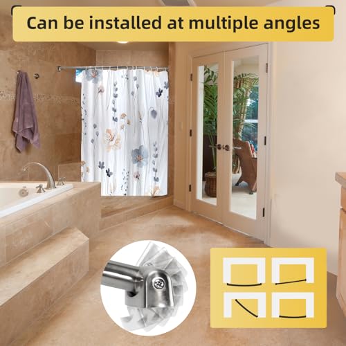 Adjustable 30-45 inches Curved Shower Curtain Rod, Premium Stainless Steel Rustproof Shower Rod for Bathroom, Need to Drill, Silver - color: Silver, size: 30-45 Inches