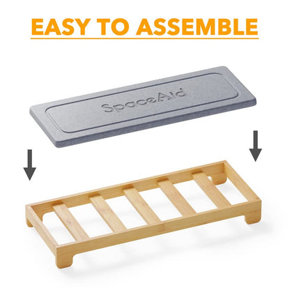 SpaceAid DryingNeat Instant Dry Sink Caddy Organizers, Kitchen Sponge Soap Holder Dispenser, Countertop Fast Drying Counter Tray Rack (Bamboo, Gray) - color: Gray