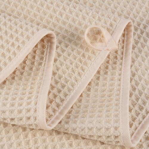 POLYTE 430 GSM Poly Blend Microfiber Waffle Bath Sheet XL Set, 35x70 in | 2 Pack, Oversize, Lint Free, Quick Dry - color: Light Beige, size: 35 x 70 in