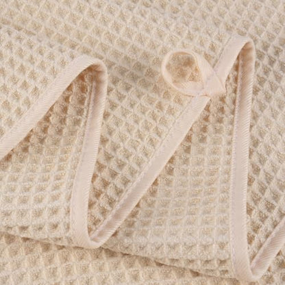 POLYTE 430 GSM Poly Blend Microfiber Waffle Bath Sheet XL Set, 35x70 in | 2 Pack, Oversize, Lint Free, Quick Dry - color: Light Beige, size: 35 x 70 in
