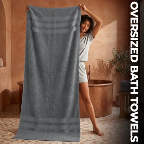 RIVERSIDE Pack of 2 Extra Large Bath Sheets 35 x 70 Inches, 100% Ring Spun Cotton, Hotel Quality, Oversized Bath Towels, Super Soft, Highly Absorbent & Quicker to Dry, Grey - color: Gray, size: Bath Sheets (PK 2)