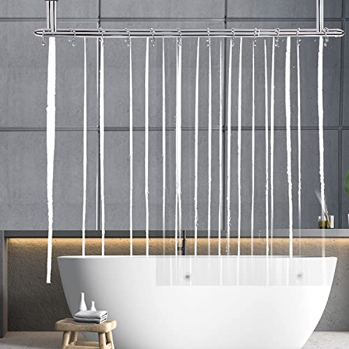 Clawfoot Tub Clear Short Length 60 Inch Curtain Liner with Weighted | 180x60 Inch Extra Wide 360 Shower Curtain PEVA Waterproof Wrap Around Bath Tub Curtain with Stanless Steel Hooks - color: Clear, size: 180"W x 60"L (Pack of 1)