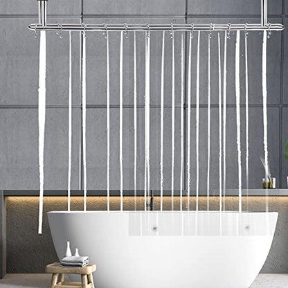 Clawfoot Tub Clear Short Length 60 Inch Curtain Liner with Weighted | 180x60 Inch Extra Wide 360 Shower Curtain PEVA Waterproof Wrap Around Bath Tub Curtain with Stanless Steel Hooks - color: Clear, size: 180"W x 60"L (Pack of 1)