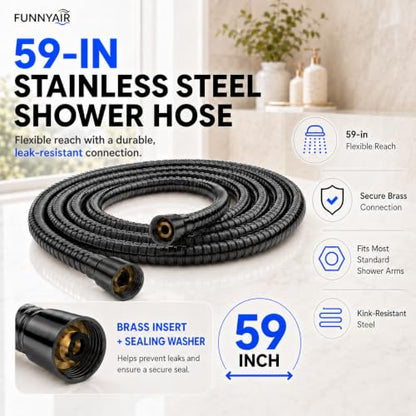 High Pressure Shower Head, Stick-on Low Mount Wall Bracket, Black | 5 Spray Modes, Water-Saving, 360° Adjustable Bracket, For Low Water Pressure Home, RV, Bathroom, Fix Firmly Kid-Friendly - color: Black