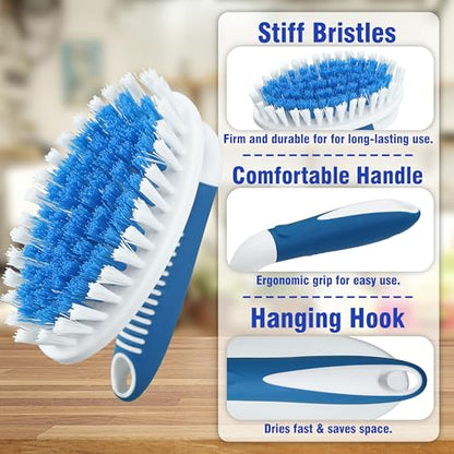 2 Size Scrub Brushes with Stiff Bristles | Scrubbing Brush for Carpet, Shower, Bathtub, Kitchen, Pool Tile, Bathroom Scrubber - size: Large and Small