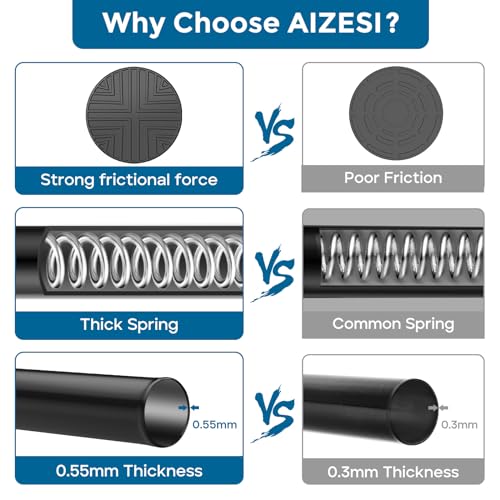 AIZESI Black Adjustable Tension Shower Curtain Rod, 31-77 Inch Spring No Drill Stainless Steel Shower Rods for Bathroom，Closet ，Window–Rust Resistant，Non-Slip - color: Black, size: 31“-77“-1P