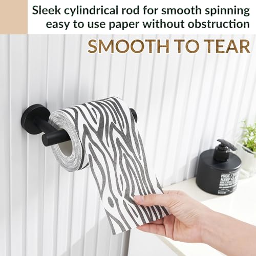 Toilet Paper Holder, 304 Stainless Steel, Matte Black | Right-Facing Open Arm, Quick Roll Replacement, Raised End Stop, Fits Regular, Large & Mega Rolls, Bathroom & Powder Room Use - color: Matte Black