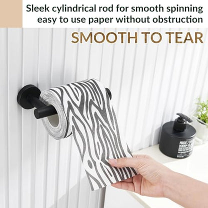 Toilet Paper Holder, 304 Stainless Steel, Matte Black | Right-Facing Open Arm, Quick Roll Replacement, Raised End Stop, Fits Regular, Large & Mega Rolls, Bathroom & Powder Room Use - color: Matte Black
