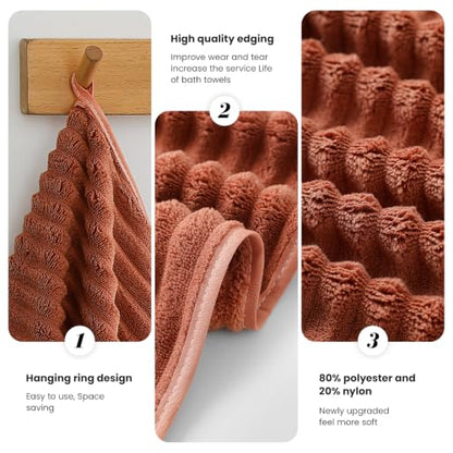 4 Pack Microfiber Hand Towels 14×29.6 Inches Absorbent Quick Dry | Luxury Towels Set Multi Use for Bathroom Kitchen Shower Spa Gym Pool