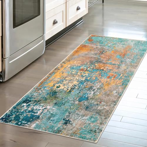 Lahome Kitchen Rugs, 2x4 Washable Rug with Soft Low-Pile for Entryway and Hallyway, Non-Slip & Small Carpet for Bathroom, Easy Clean Door-Friendly Mat, Kid&Pet Friendly Modern Decor 2x4 Rosy - color: Rosy, size: 2' x 4.3'