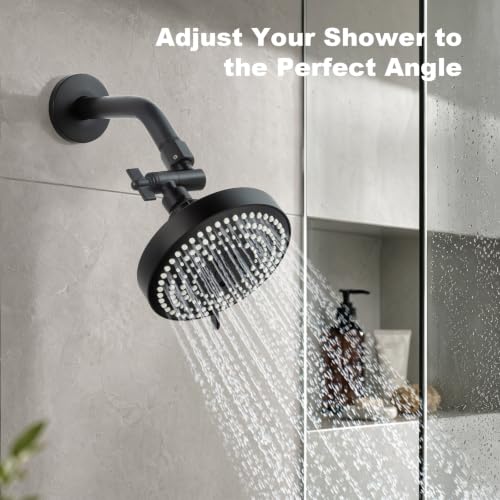 OFFO Shower Head Extension Arm, 2.4 in Shower Extension Arm with Locking Nut, Adjustable Height and Angle Shower Arm Extender, Universal G1/2 Connector for Fixed and Handheld ShowerHead, Matte Black - color: Matte Black, style: 2.4 in
