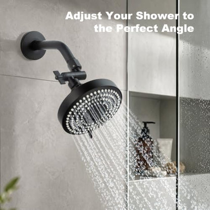 OFFO Shower Head Extension Arm, 2.4 in Shower Extension Arm with Locking Nut, Adjustable Height and Angle Shower Arm Extender, Universal G1/2 Connector for Fixed and Handheld ShowerHead, Matte Black - color: Matte Black, style: 2.4 in