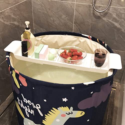 Telescopic Bath Stand, Eco-Friendly Bath Shelf, Caddy Tray for Book Lovers, for Bathroom Entertainment (White) - color: White