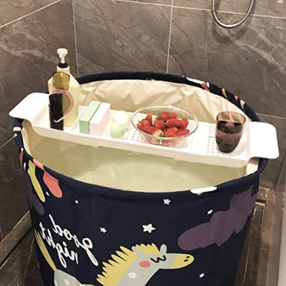 Telescopic Bath Stand, Eco-Friendly Bath Shelf, Caddy Tray for Book Lovers, for Bathroom Entertainment (White) - color: White