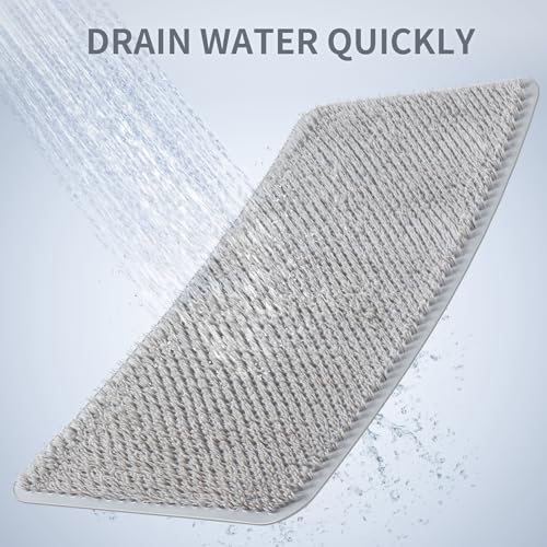 Yolife Shower Foot Scrubber Mat, Anti-Slip Bath Mat with Scrub Bristles, Soft Shower Foot Massager with Strong Suction Cups for Soothe Achy Feet,27.5'' x 15.7'' - color: Light Grey, size: 27.5" x 15.7" (Rectangular)